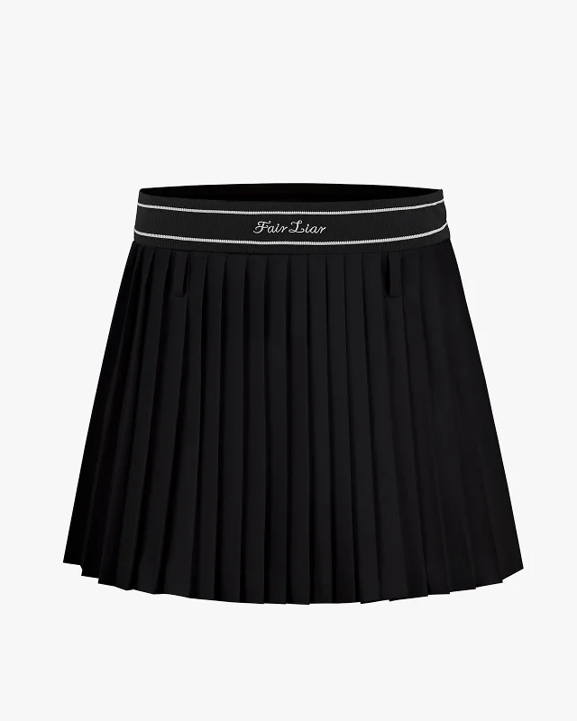 High waisted pleated skirt with belt - Black Petite unclassified skirts