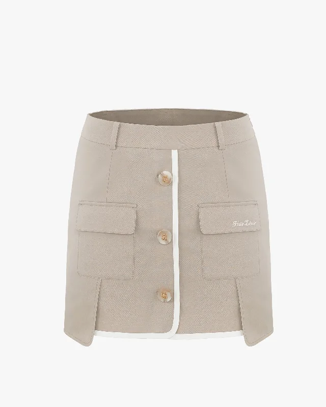 Out Pocket Slit Skirt - Beige Graduation unclassified skirts