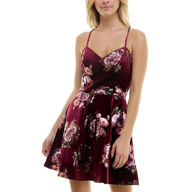 BCX Womens Juniors Printed Fit & Flare Dress Hot new arrivals in floral dresses