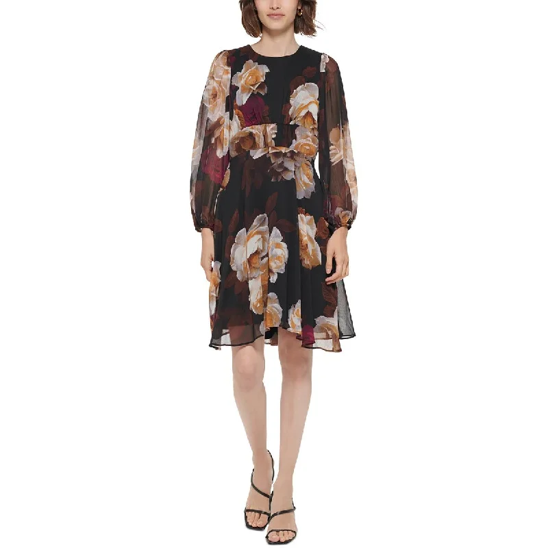 Calvin Klein Womens Floral Print Chiffon Wear To Work Dress Organza floral dresses