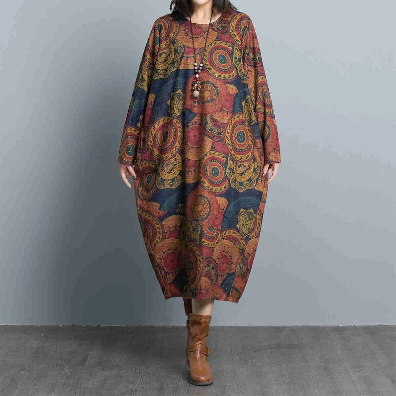 Daniella® | Vintage printed dress with loose sleeves Affordable floral dresses