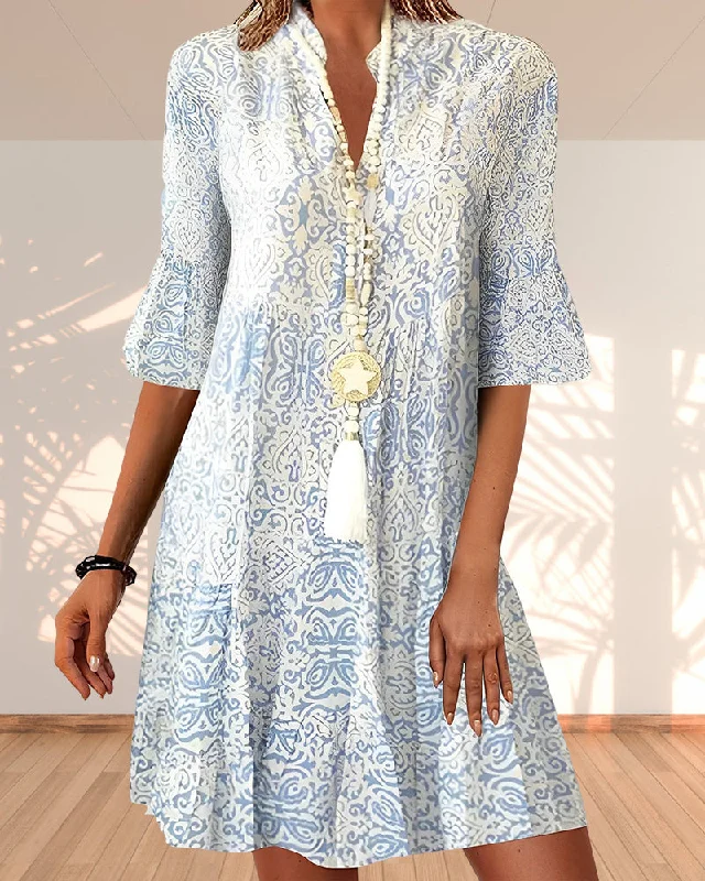 Divine® | Elegant printed dress with half sleeves Bodycon floral dresses