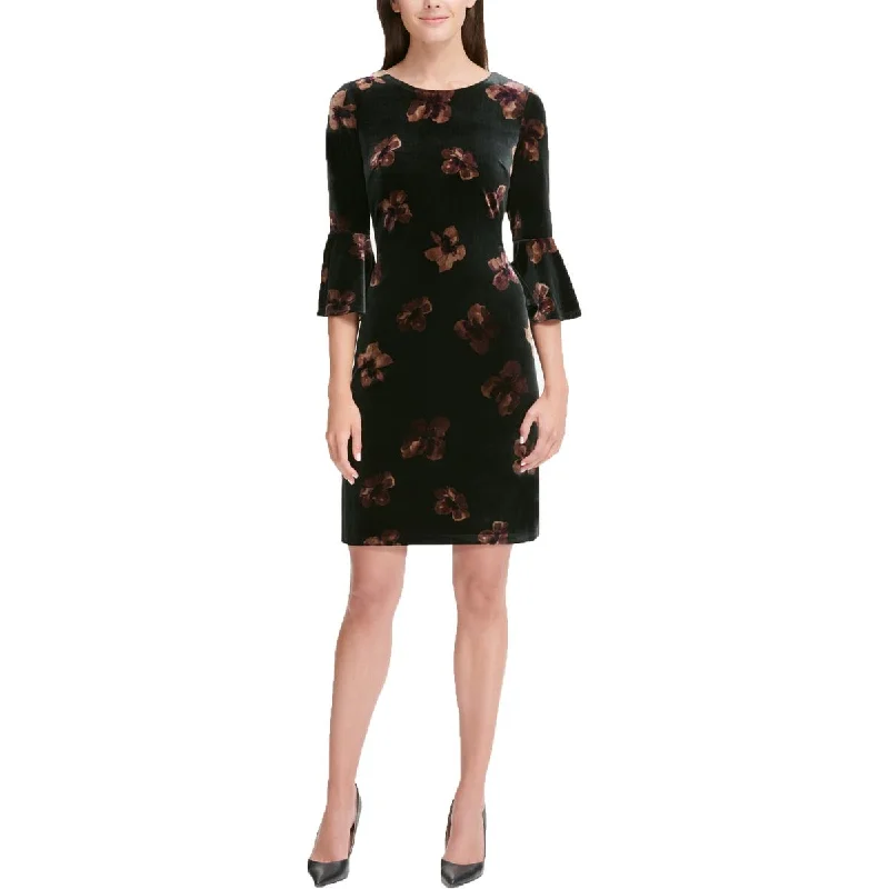 Tommy Hilfiger Womens Velvet Floral Print Party Dress Best floral dresses for tall women