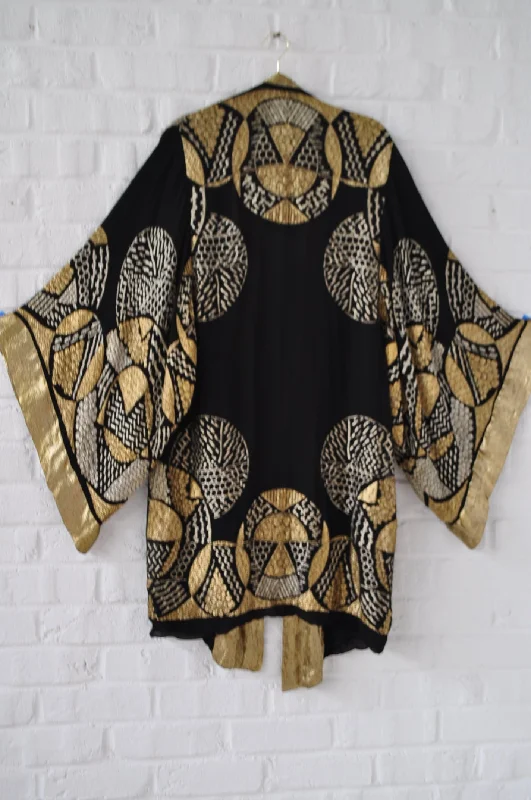 1930s art deco silk kaftan with gold lame Lanvin Off-shoulder unclassified dresses