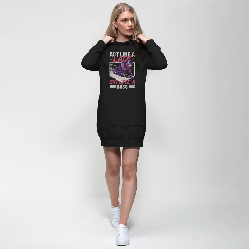 Act Like A Lady Ski Like A Boss Premium Adult Hoodie Dress Embroidered unclassified dresses