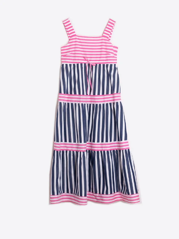 Adelia Dress in Pink / Navy Stripe Soft fabric unclassified dresses