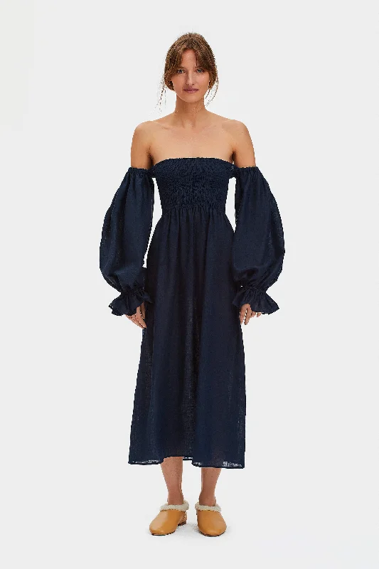 Atlanta Linen Dress in Navy Luxury unclassified dresses