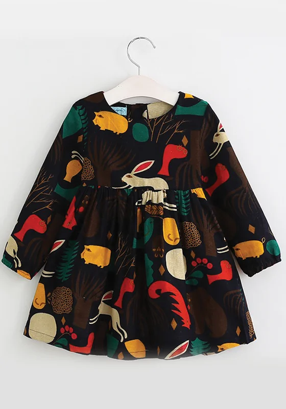 Forest Animals Graffiti Dress Smocked unclassified dresses