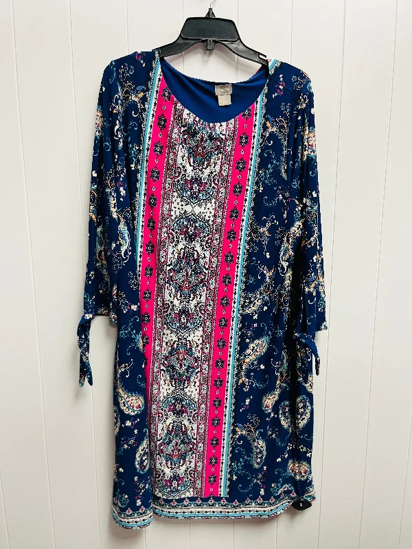 Blue & Pink Dress Work Chicos, Size Xl Travel unclassified dresses