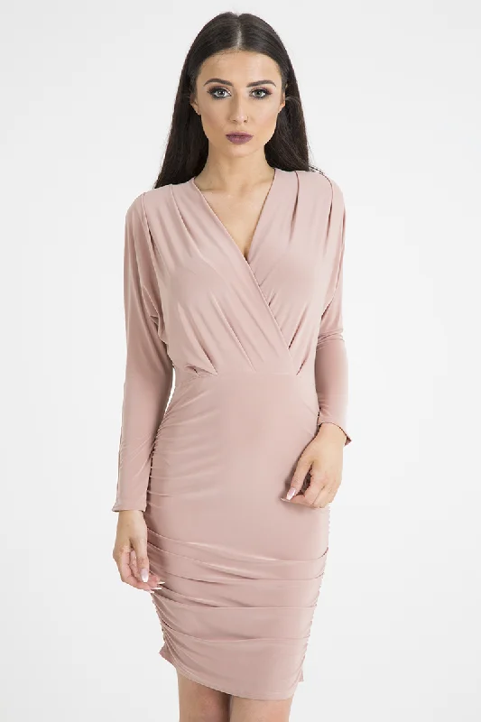 Blush Slinky Side Ruched Dress - Avery Comfortable unclassified dresses