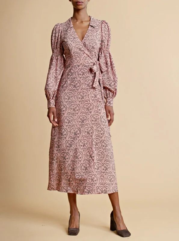 Autumn Wrap Dress in Pink Paisley Summer unclassified dresses