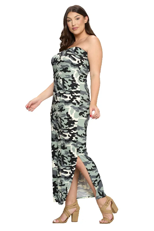 Camo Sleeveless Slit Dress Floral unclassified dresses