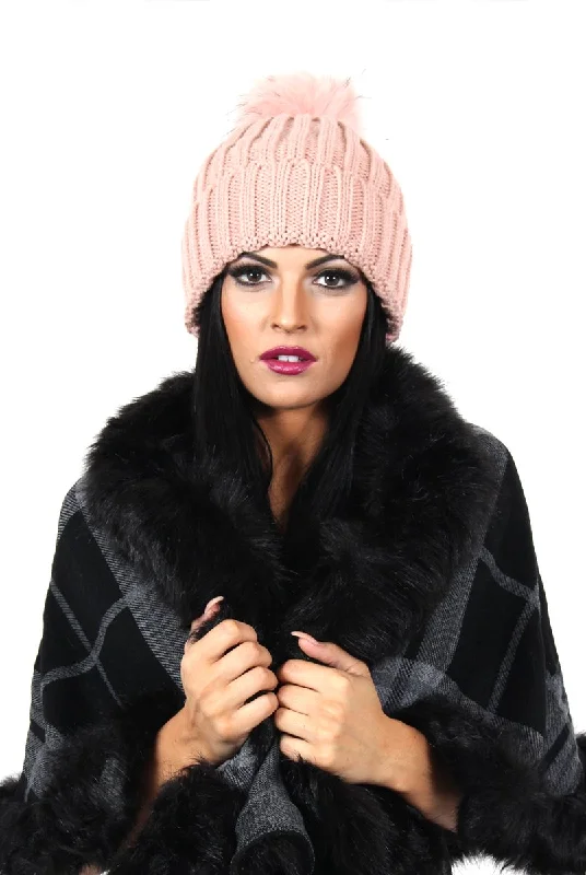 Charlie Pink Faux Fur Bobble Hat Designer unclassified dresses