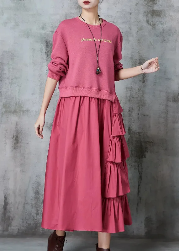 Chic Pink Asymmetrical Patchwork Cotton Holiday Dress Spring JK1034 Wrap unclassified dresses