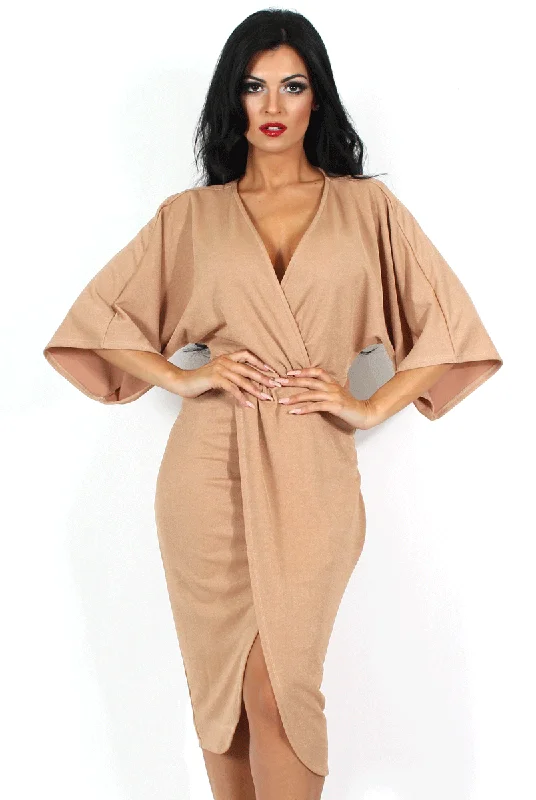 Debra Camel Crossover Dress Petite unclassified dresses