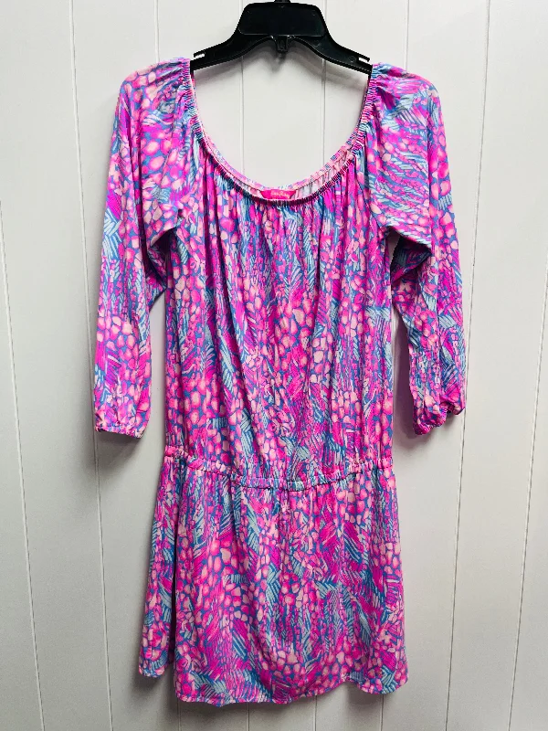 Dress Designer By Lilly Pulitzer In Blue & Pink, Size: L Neutral tone unclassified dresses