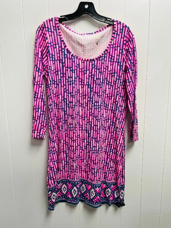 Dress Designer By Lilly Pulitzer In Blue & Pink, Size: M Smocked unclassified dresses