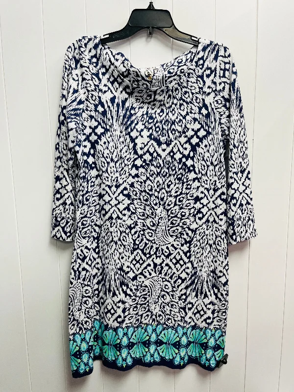 Dress Designer By Lilly Pulitzer In Blue & White, Size: L Trendy new unclassified dresses