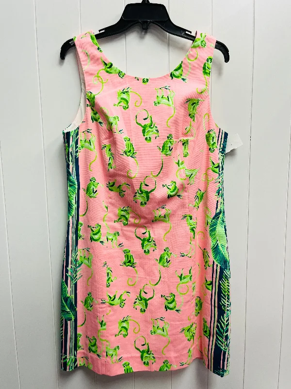 Dress Designer By Lilly Pulitzer In Green & Pink, Size: L Engagement unclassified dresses