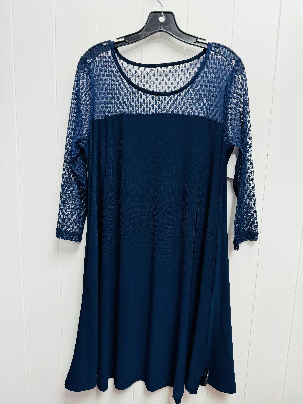 Dress Work By Nina Leonard In Navy, Size: M Ruched unclassified dresses