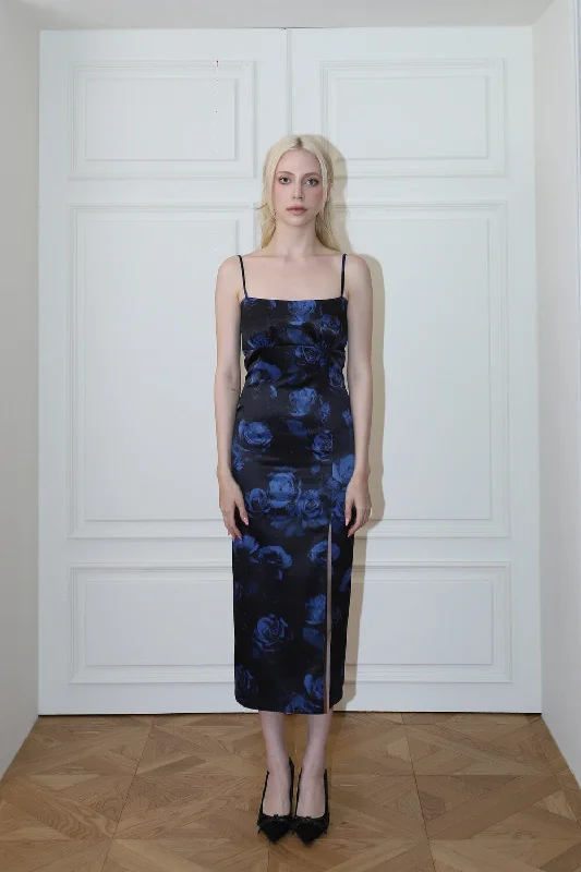 [ELFELFELF ARCHIVES] Summer 22 ROSE SLIT DRESS-blue Long unclassified dresses