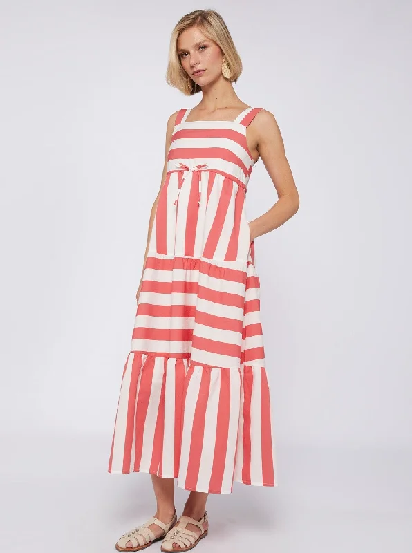 Elisa Dress in Pink Coral Stripe Stylish unclassified dresses