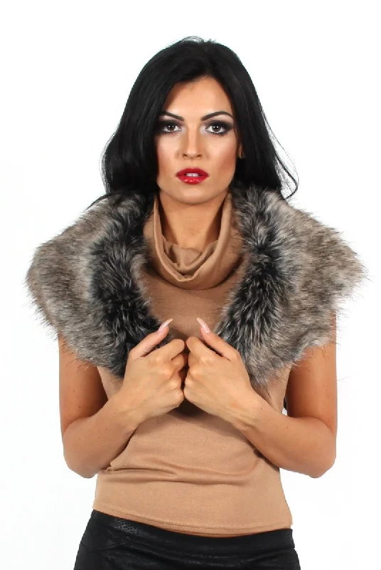 Fiona Grey Faux Fur Collar Everyday wear unclassified dresses