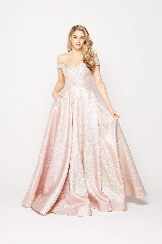 Clover Strapless Metallic Formal Dress – PO877 Pink/White Gold Trendy new unclassified dresses