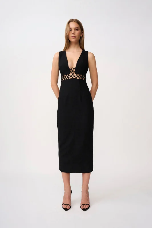 Grazia Ring Trim Ankle Dress - Black Polka dot unclassified dresses