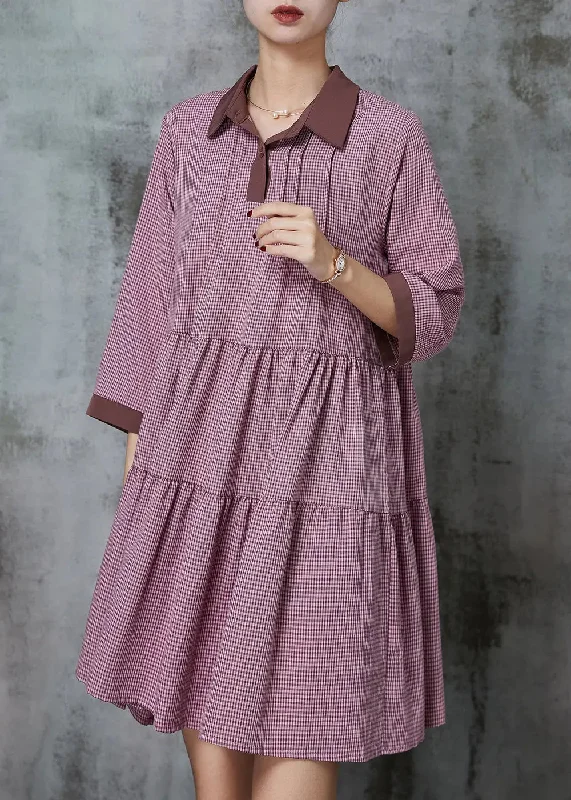 Handmade Red Peter Pan Collar Plaid Cotton Dresses Summer JK1008 Chic unclassified dresses