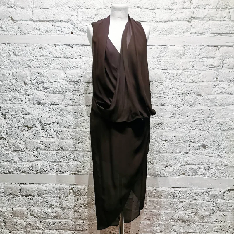 HELMUT LANG
BURGUNDY MULTILAYER DRESS
SIZE UK 10 Lounge unclassified dresses