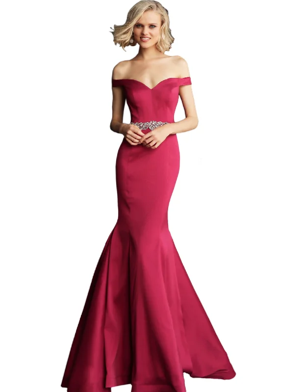 Jovani Berry Off the Shoulder Sweetheart Neck Prom Dress Cocktail unclassified dresses