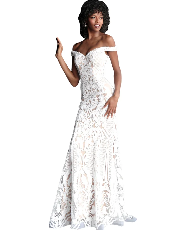 Jovani Off White Sweetheart Neckline Embellished Prom Dress Off-shoulder unclassified dresses