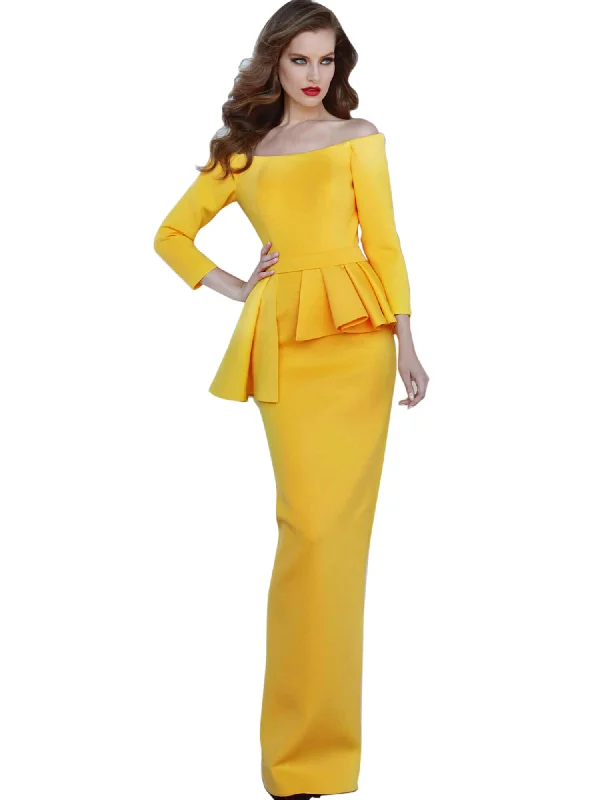 Jovani Yellow Off the Shoulder Fitted Evening Dress Engagement unclassified dresses