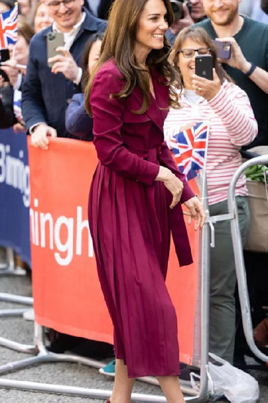 Kate Middleton Inspired Purple Double Breasted Trench Coat Dress Elegant evening unclassified dresses