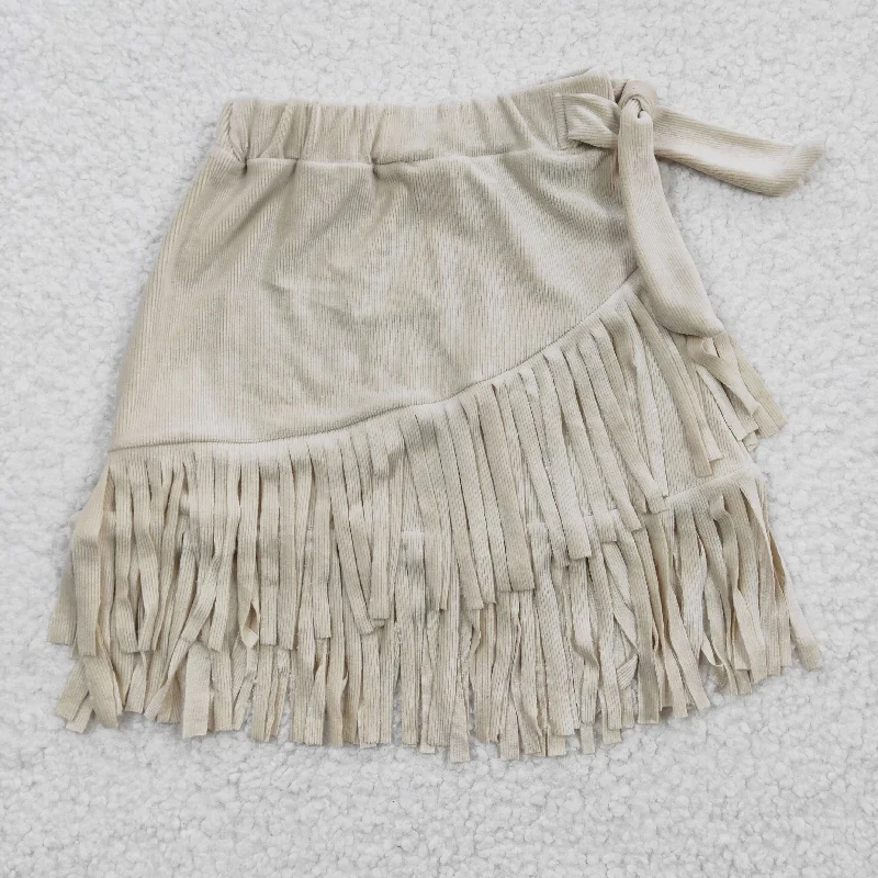 cream tassel girls dress Halter unclassified dresses