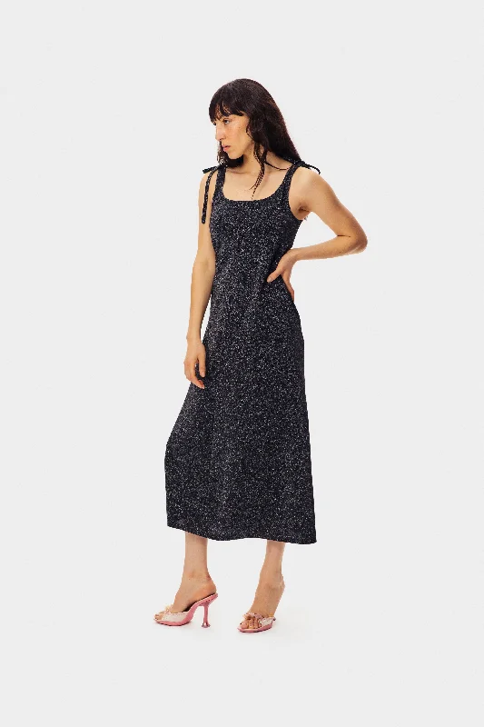 Kylie Lurex Slip Dress in Black Cocktail unclassified dresses