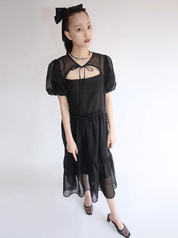 [NOFFICIALNOFFICE] SS 22 ORGANZA 2 PIECE ENSEMBLE DRESS BLACK Women's unclassified dresses