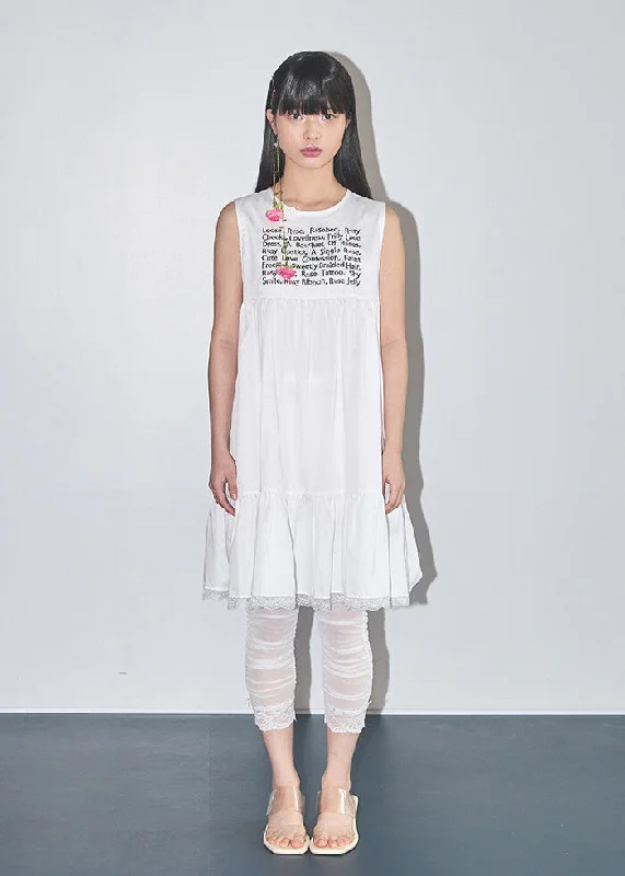 [NOFFICIALNOFFICE] SS 24 ROSE POINT LETTERING DRESS WHITE Wrap unclassified dresses