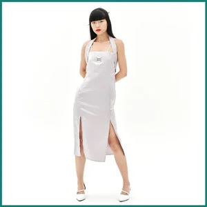 [OZOD] SS 24 ORIENTAL SATIN DRESS_SILVER Chic unclassified dresses