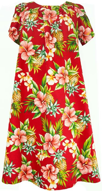 Pineapple Hibiscus Cotton Muu Muu Dress Printed unclassified dresses