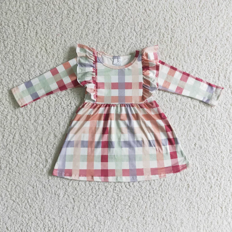 plaid milk silk  girls dress Embroidered unclassified dresses