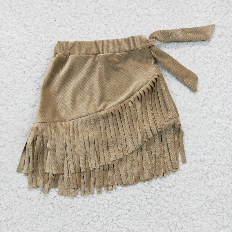 Khaki  tassel girls dress Y2K unclassified dresses