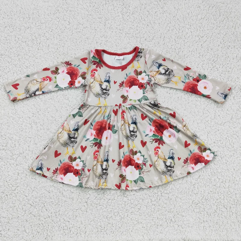 red flower and chicken girls dress Floral unclassified dresses