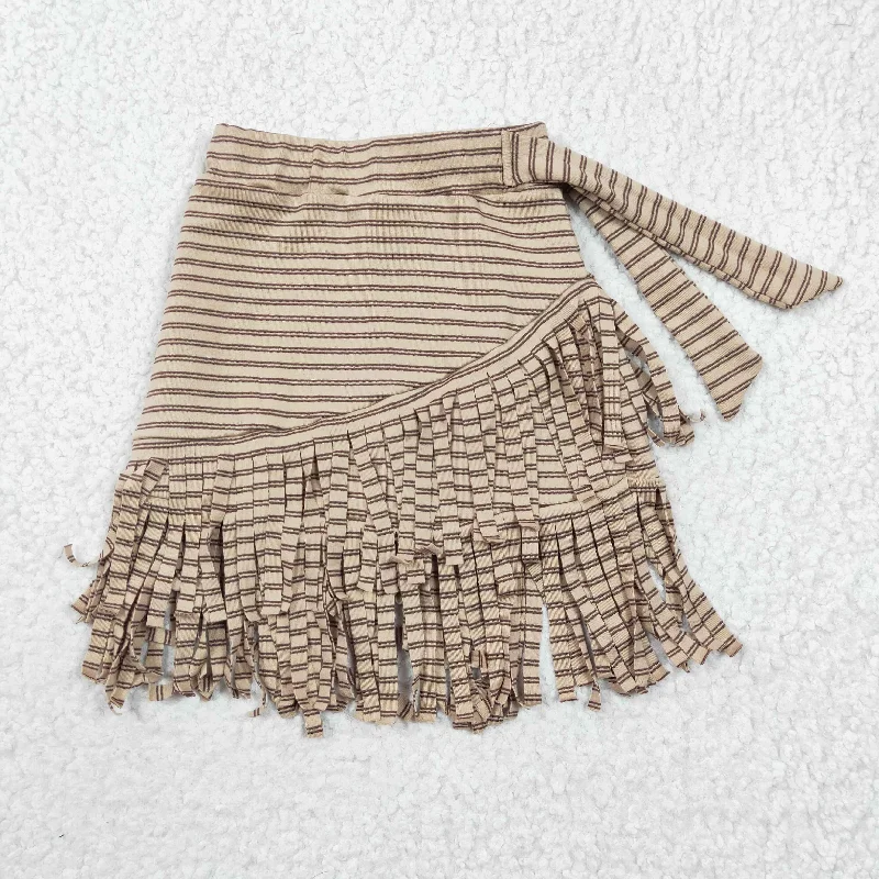 brown stripe tassel girls dress Denim unclassified dresses