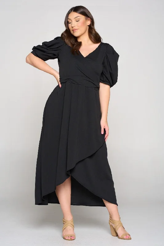 Puff Sleeve Tulip Wrap Dress Sexy unclassified dresses