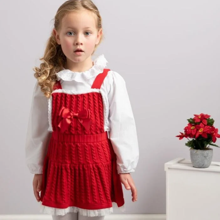 Red Cable Knit Pinafore Dress 2 Piece Set Petite unclassified dresses