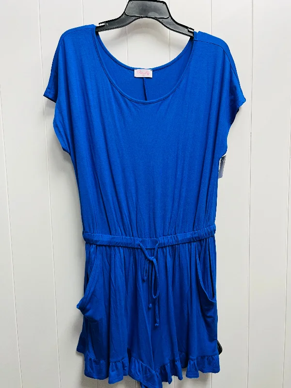 Romper By Pink Lily In Blue, Size: L Office unclassified dresses