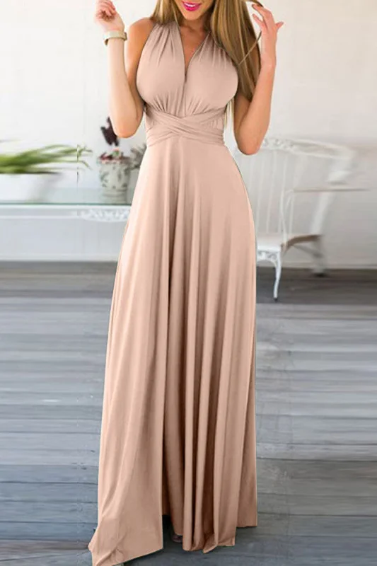 Sexy Backless Plunging Evening Dress Prom Gown Tiered unclassified dresses