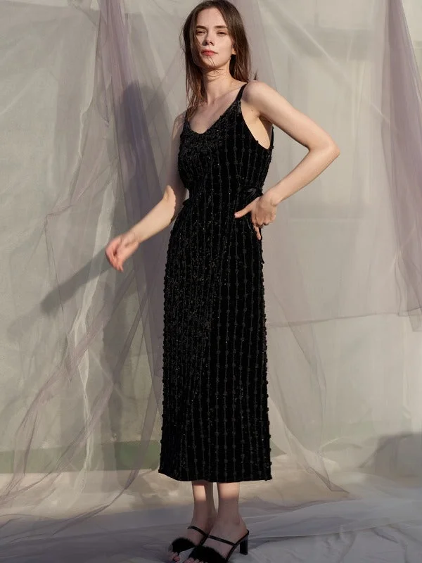 [SORRY TOO MUCH LOVE] SS 24 Hollywood Ornament Velvet Dress_Black Bright color unclassified dresses